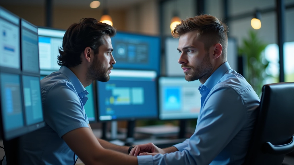 Développeur travaillant sur un projet responsive grid sur plusieurs moniteurs