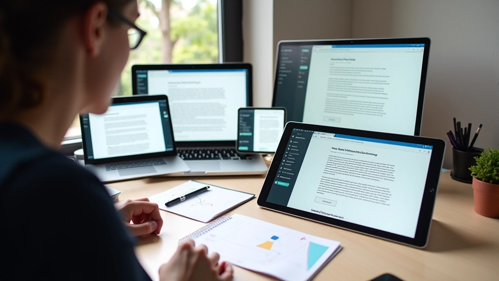 Collage montrant quatre écrans avec différents problèmes de mise en page : texte trop grand, colonnes serrées, images distordues et menu illisible sur petit écran