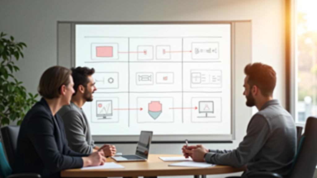 Processus de conception web montrant les points de rupture responsives et les grilles sur tableau blanc